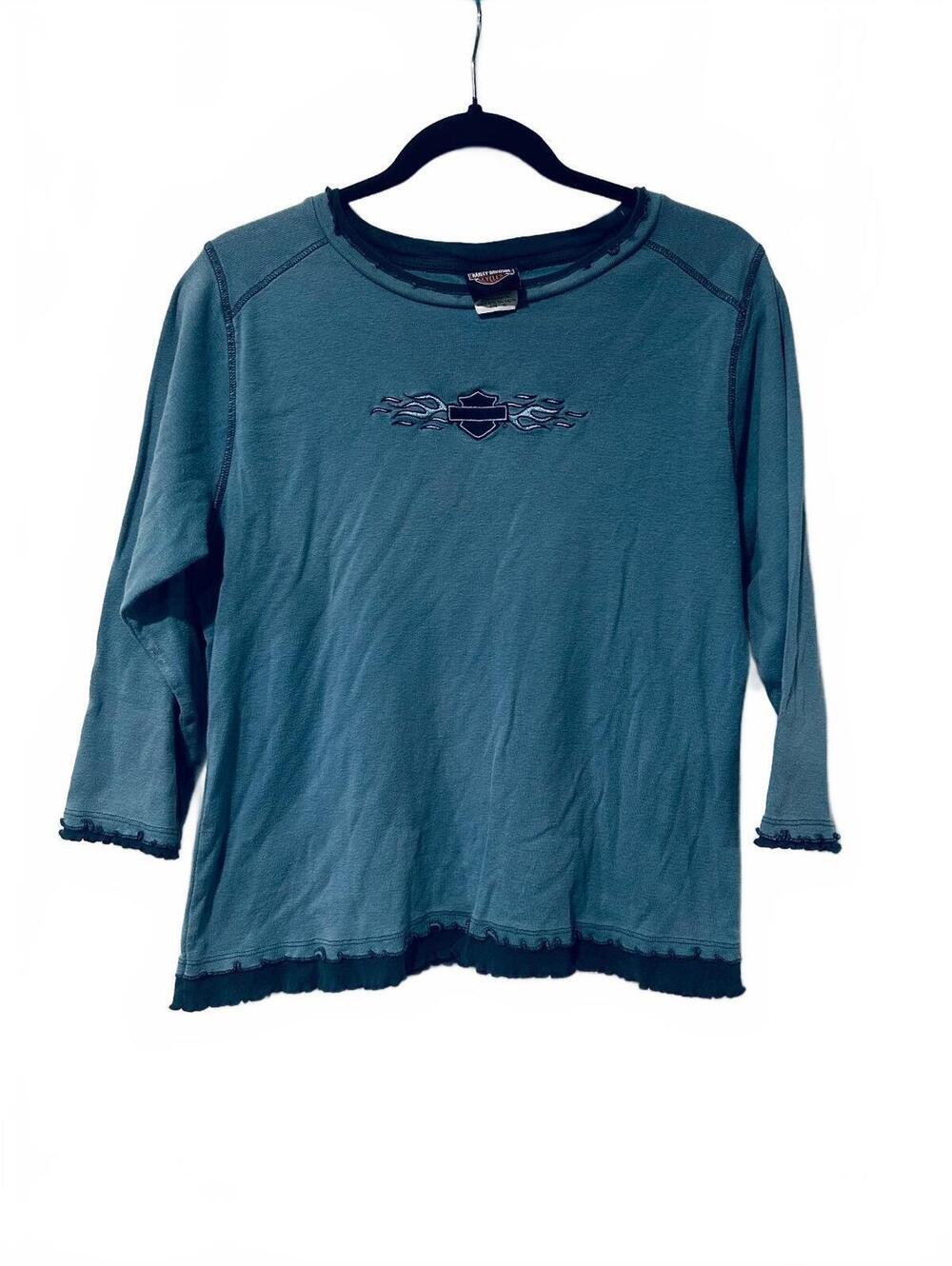 Harley-Davidson teal 3/4 sleeve top